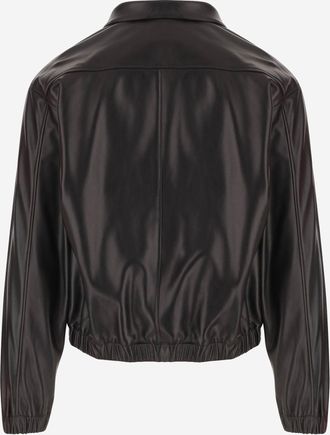 Saint Laurent Mens Jacket Cassandre Lamb Leather Black