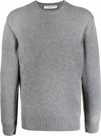 Orlebar Brown Mens Lorca Side Tipping Long Sleeve Tee In Grey Melange/sea Mist