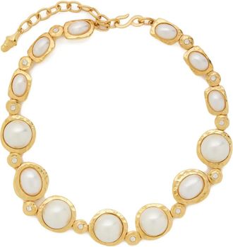 Kenneth Jay Lane faux-pearl embellished necklace - women - 22kt Gold Plated Brass/Faux Pearl - One Size