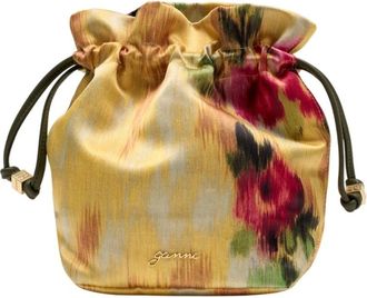 Ganni Bucket Bags, female, Multicolor, Size: ONE SIZE Printed Taffeta Pouch
