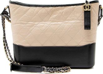 Chanel Beige Aged Calfskin Gabrielle Medium Hobo (Authentic Pre-Loved)