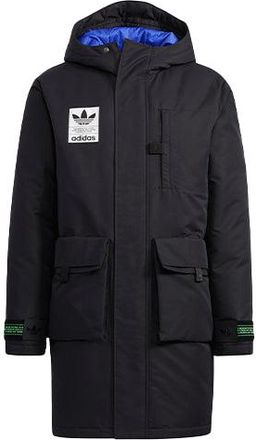 adidas Mens adidas originals 2 In 1 Sports Long Hooded With Down Feather Black Jacket H58062