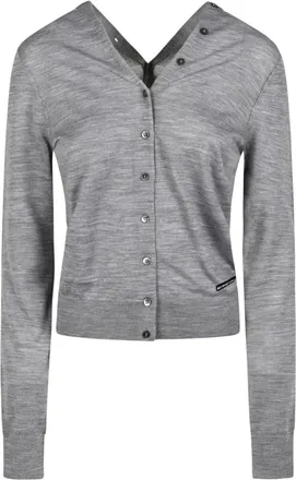 Alexander Wang LS Cardigan with Continuous Placket - female - Alexander Wang - Cardigans - Gray - XS - Knitwear