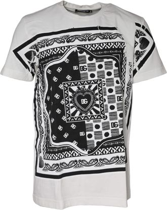 Dolce & Gabbana White Bandana Print Cotton Short Sleeves Mens T-shirt (Pre-Owned)