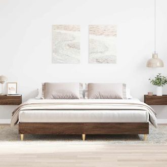 Berkfield Home Bed Frame No Mattress Brown Oak 200x200 cm Engineered Wood