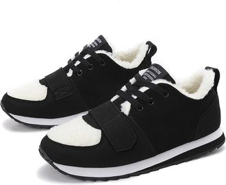 Generic Womens Winter Snow Booties Slip-Resistant Fleece Lined Ankle Boots Casual Athletic Outdoor Shoes With Lace-Up Sneakers(Black,8.5 UK)