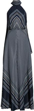 Reiss Skylar High Neck Scarf Print Maxi Dress in Navy at Nordstrom, Size 10 Us