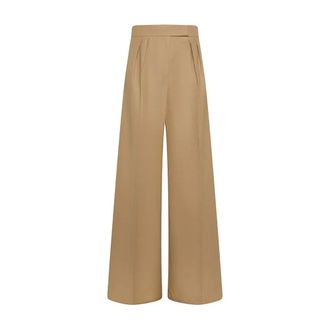 Max Mara Brown Flared Leg Trousers - female - Max Mara - Wide Trousers - Brown - 2XS - Trousers