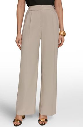 DKNY Pleated Wide Leg Pants in Tuscan Grey at Nordstrom, Size 10