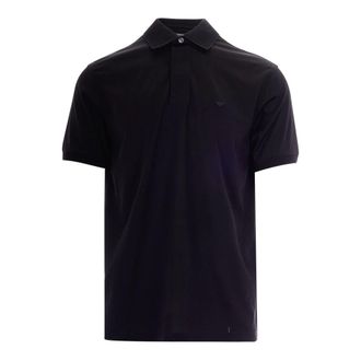 Emporio Armani Polo Shirts, male, Black, Size: 2XL Rounded Micro Eagle Polo Shirt