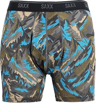 Saxx Underwear Quest Quick-dry Mesh Boxer Brief Fly Mens Underwear Prism Peaks/Cargo Grey : 2XL, Elastane/Mesh/Nylon