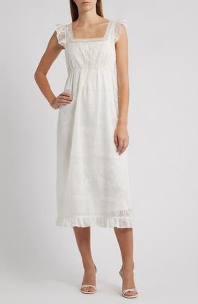 Wayf Rosalie Embroidered Midi Dress in Eggshell at Nordstrom Rack, Size X-Small