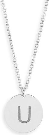 Meshmerise Initial Disc Pendant Necklace in White-U at Nordstrom Rack