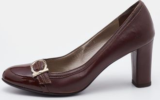 Ferragamo Brown Patent And Leather Nostra Pumps