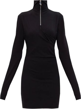 The Attico Midi-jurk met halve rits - Zwart