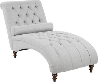 Beliani Beliani - Modern Fabric Chaise Lounge Grey Chesterfield Buttoned Muret