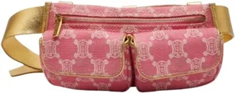 Celine Pre-owned Belt Bags, female, Pink, Size: ONE SIZE Pre-owned Triomphe Denim Leather Waist Bag