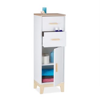 Relaxdays Relaxdays Mueble De Ba&ntilde;o 2 Cajones, Compartimentos Cerrados, 97,5 X 32 X 28 Cm, Para Pasillo, Armario Alargado, Blanco