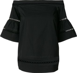 Michael Michael Kors embroidered off shoulder top - Zwart