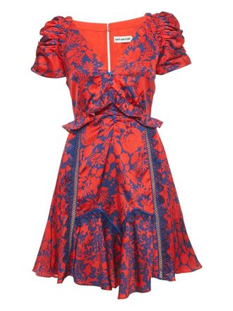 Self Portrait Mini-jurk met kant - Rood