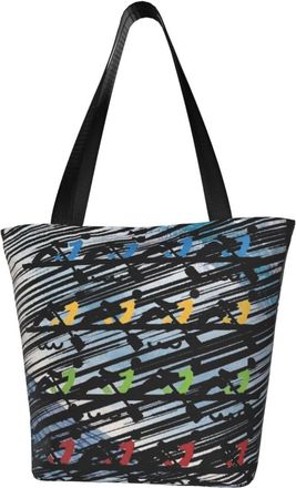 AOOEDM Love Rowing In Sea Reusable Grocery Bag Shopping Bag Casual Shoulder Bag Handbag for Men Women ECO Market Bag Beach Bag Travel Totes