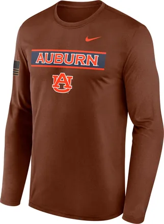 Nike Auburn 2026 Military Appreciation Legend Nike Mens Dri-FIT College Long-Sleeve T-Shirt in Brown | 02TJ2GYAUN-VZG
