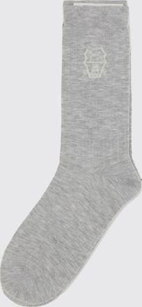Brunello Cucinelli Calze in cotone a coste con logo jacquard