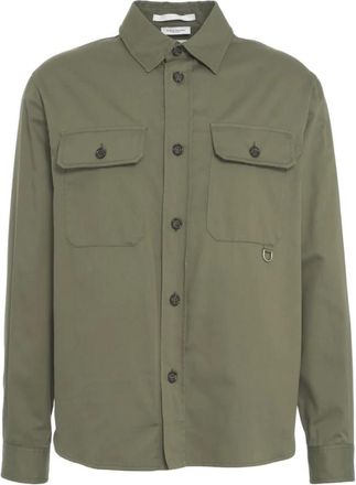 Paolo Pecora Gabardine Overshirt met Logo Details - Heren - Zomerjassen - Groen - M - Jassen