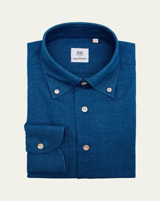 100Hands Mens Japanese Denim Button-Collar Sport Shirt