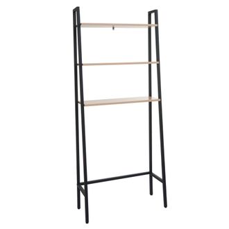 Hhg Hhg - Estanter&iacute;a De Pie 696, Estanter&iacute;a De Ba&ntilde;o Estanter&iacute;a Para Lavadora Estanter&iacute;a Escalera, Industrial Metal Madera 155x64x25cm, Natural