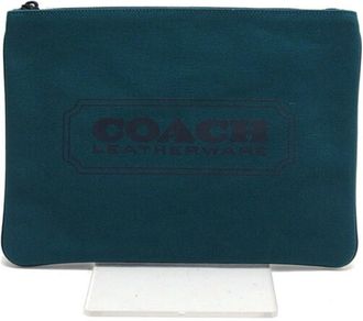 Coach Black Dark Green Canvas Clutch Bag Pouch (Pre-Owned)