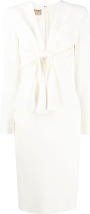 Elie Saab cr&ecirc;pe midi dress - women - Viscose/Acetate/Elastane - 36 - White