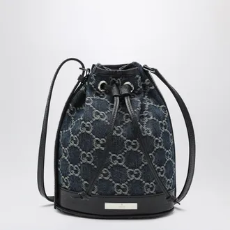 Gucci Mini borsa a secchiello in denim GG d&eacute;lav&eacute; blu