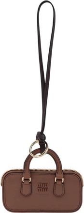 Miu Miu Portachiavi - Dames - Sleutelhangers & Tashangers - Bruin - ONE Size - Leer - Accessoires