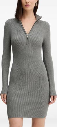 Guess Co zip-neck ribbed mini dress - Grey
