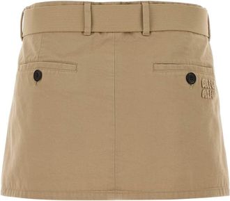 Miu Miu Womens Skirt Beige Cotton