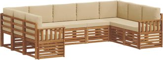 vidaXL Conjunto De Sof&aacute;s De Exterior 9 Uds. Natural Y Beige Vidaxl