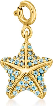 Ross-Simons Swiss and London Blue Topaz Starfish Charm in 18kt Gold Over Sterling