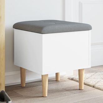 vidaXL Banco Con Almacenaje Madera De Ingenier&iacute;a Blanco 42x42x46 Cm Vidaxl
