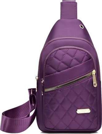 Generic Small Sling Bakpack Crossbody Bags, Crossbody Small Sling Backpack Sling Bag for Women Men, Embroidered Shoulder Bag- Purple