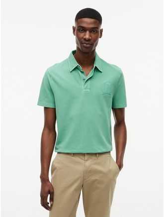 Tommy Hilfiger Mens Regular Fit Garment-Dyed Crest Polo - Green - XXXL