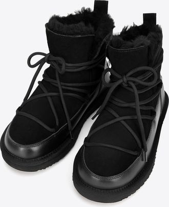 Wittchen Dames Veterschoenen met Bont Zwart Su&egrave;de Leer