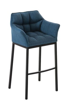 Clp Taburete De Bar Damaso Tela Con Base De Cuatro Patas Azul Negro