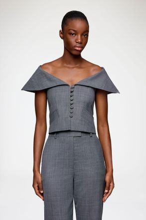 Ganni Mixed Vest in Grey Wool Melange