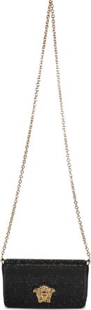 Versace Embelished Black Clutch with Golden Closure