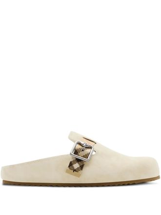 Burberry suede Urchin clogs - women - Calf Suede/Polyester Microfiber/Polyamide/Zinc Alloy/Brass/Calf Suede/Leather/Thermoplastic Polyurethane (T
