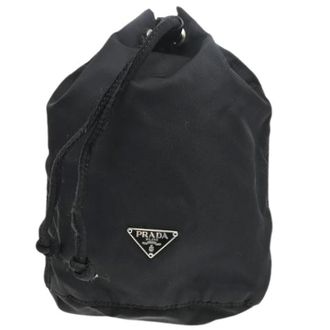 Prada Pre-owned Bucket Bags, female, Black, Size: ONE SIZE Pre-owned Drawstring Wristlet Bucket Bag