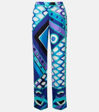 Pucci Pantaloni Vivara a gamba larga e vita alta in seta