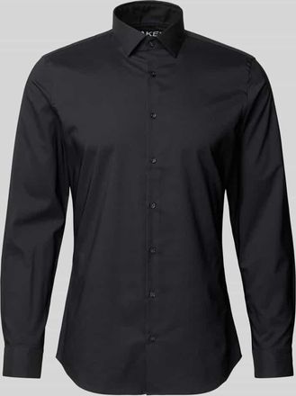 Jake*s Super Slim Fit Business-Hemd mit Kentkragen in Black, Größe 35/36