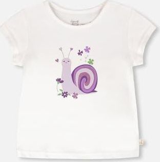 Deux par Deux Organic Cotton Jersey Snail Print T-Shirt in White at Nordstrom, Size 24M